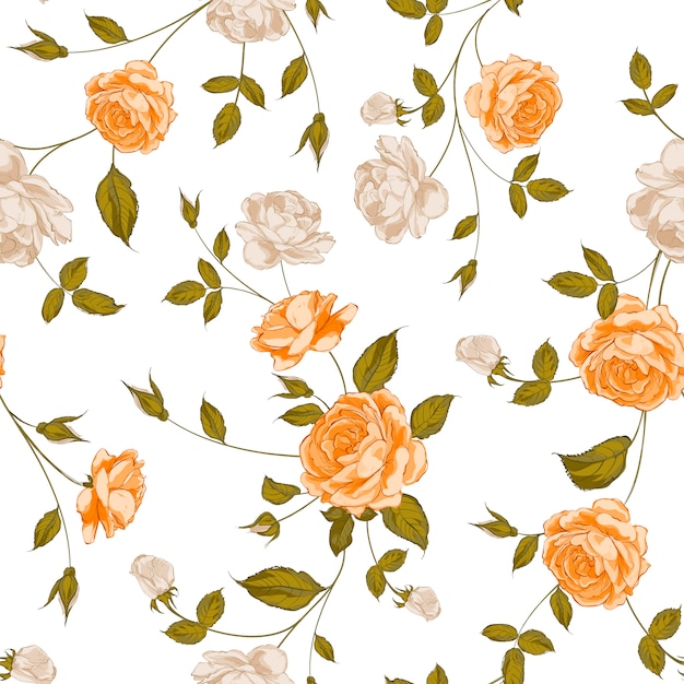 Orange flowers pattern background