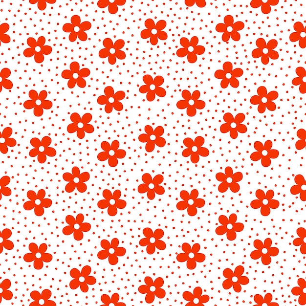 Orange flowers seamless pattern with white background.