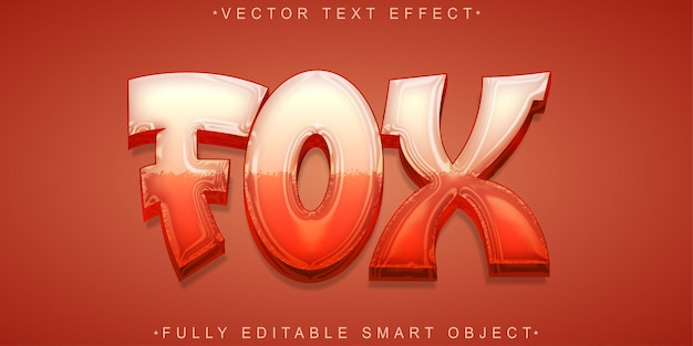 Vector orange fox vector fully editable smart object text effect