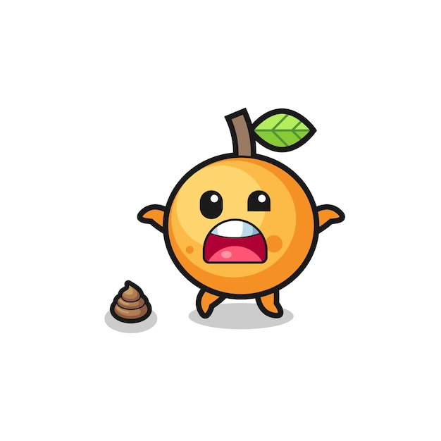 Orange fruit earth surprised to meet poop , cute design