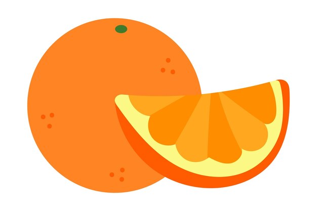 Vector orange fruit flat sticker design