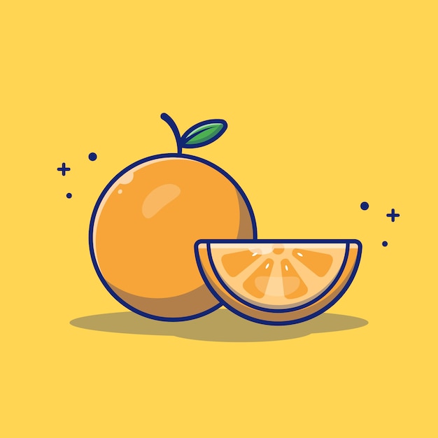 Orange Fruit Illustration. Orange and Slices of Orange.