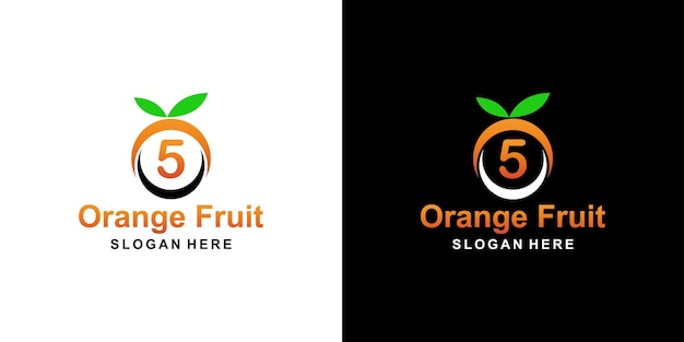 Orange fruit logo letter 5