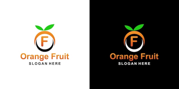 Orange fruit logo letter F