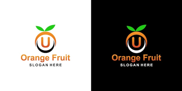 Orange fruit logo letter U