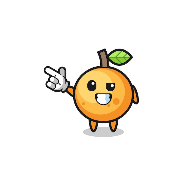 Orange fruit mascot pointing top left cute design