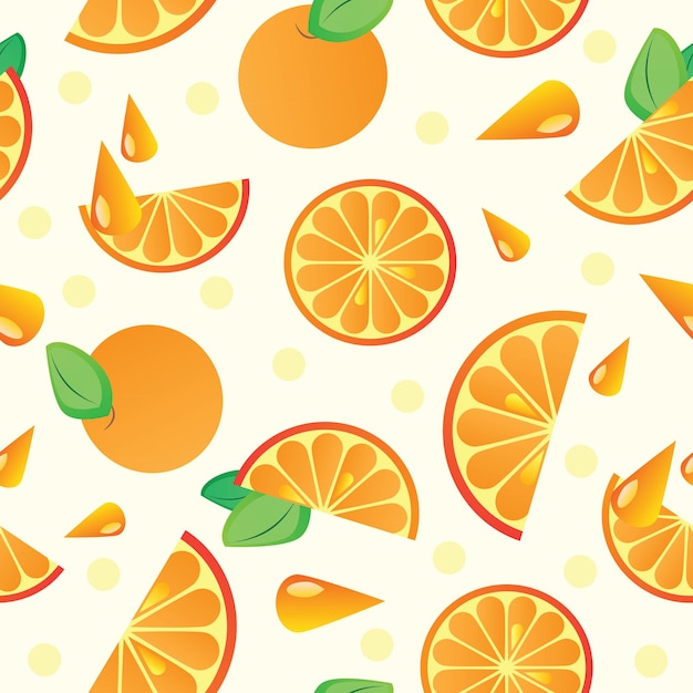 Orange fruit seamless pattern - vector illustration for background