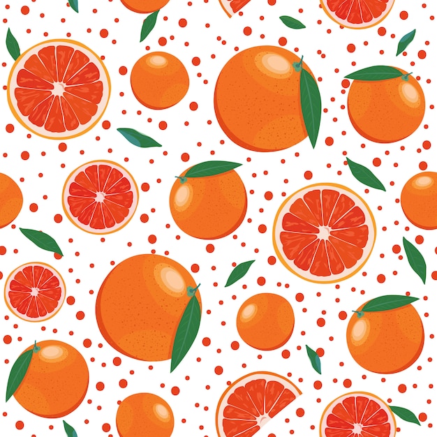 Orange fruits  seamless pattern with sparkling