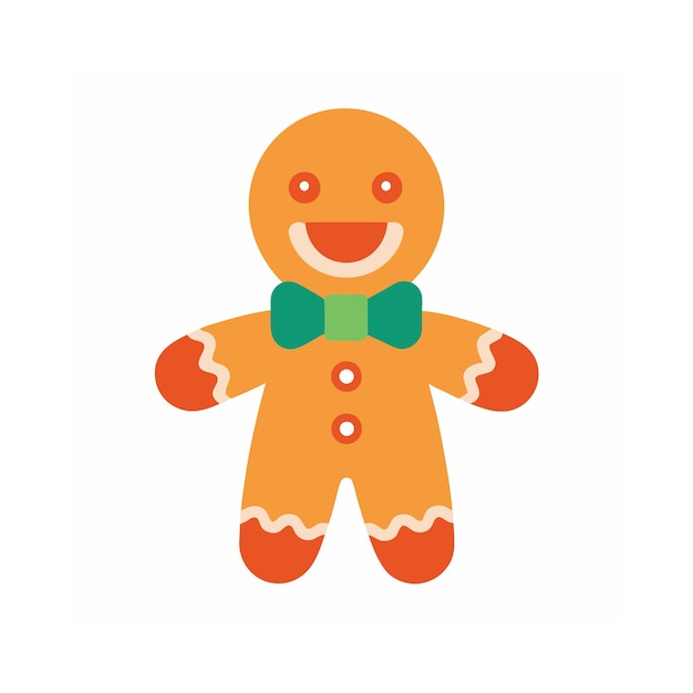 Vector an orange gingerbread man with a bow tie on his neck