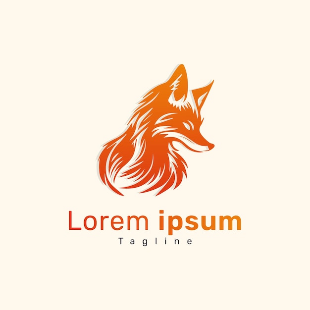 Orange gradient hand drawing fox logo design