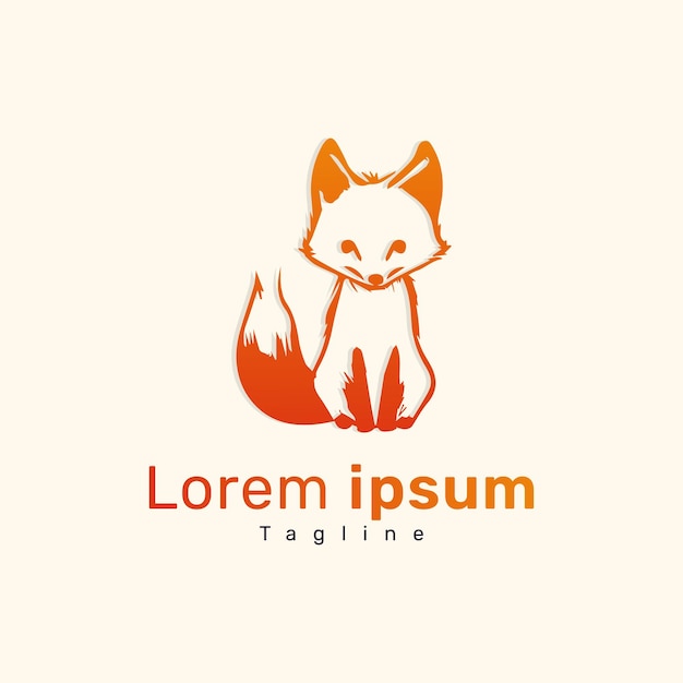 Orange gradient hand drawing fox logo design