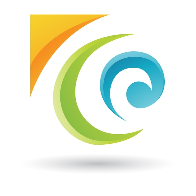 Orange Green and Blue Abstract Swirl Icon