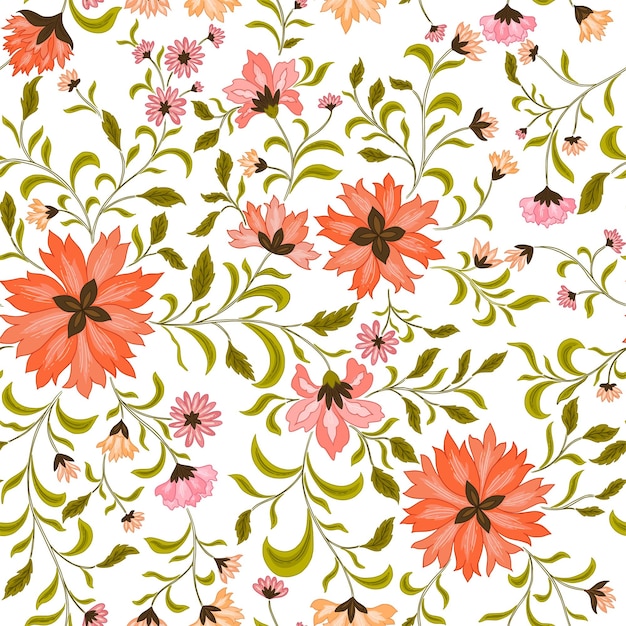 Orange And Green Chintz Traditional Pattern