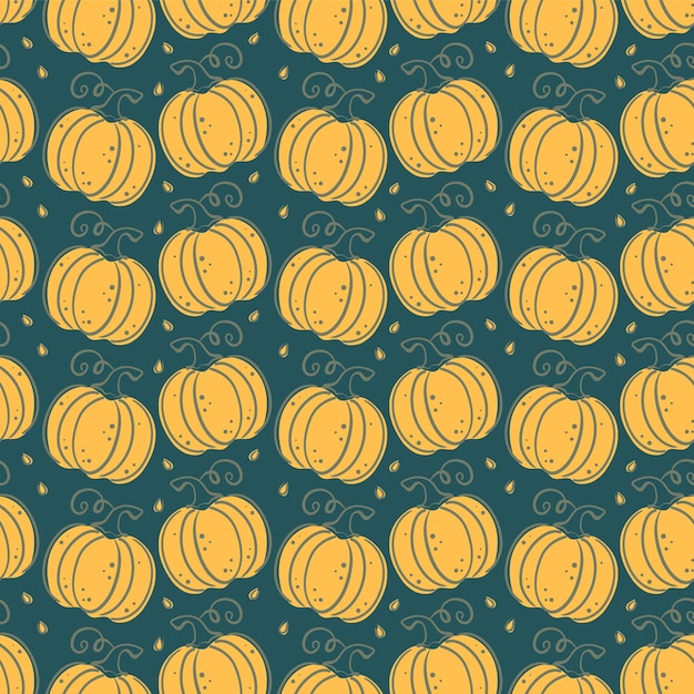 Orange green cute pumpkin seamless pattern Halloween pumpkin print