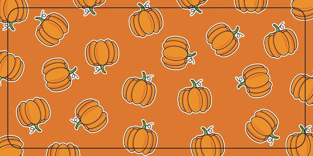 Vector orange halloween day seamless pattern background with pumpkin icons