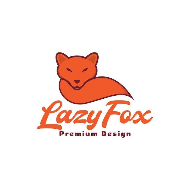 Orange head fox with long tail logo design vector graphic symbol icon sign illustration creative