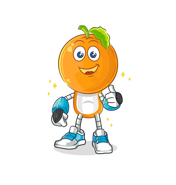 Orange head robot character cartoon mascot vector