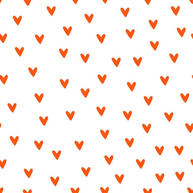 Vector orange hearts seamless pattern with white background.