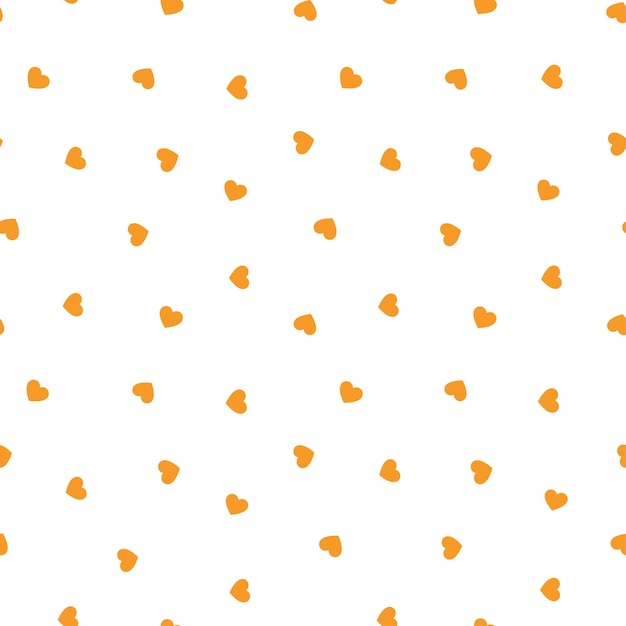 Vector orange hearts seamless pattern with white background.