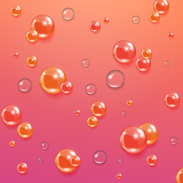 Orange illustration with multicolored glass glittering balls water drops