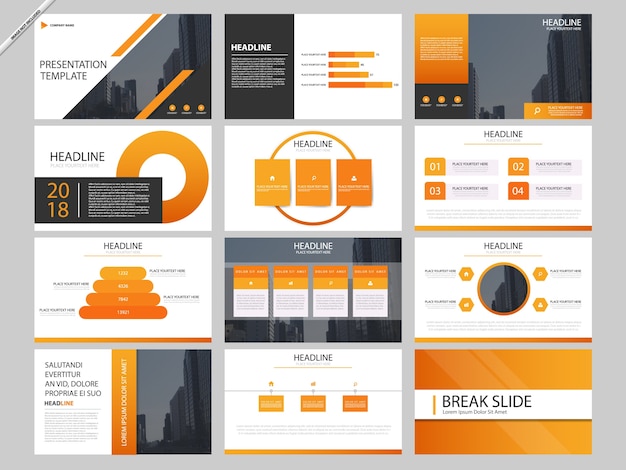 Orange infographic presentation templates