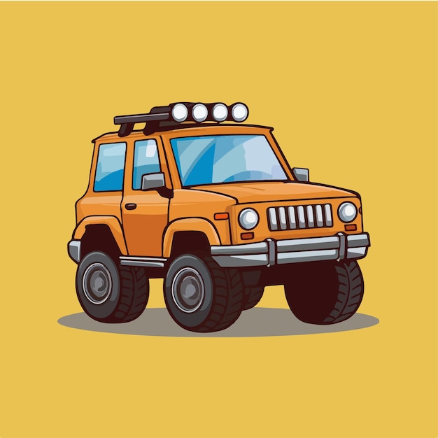 orange jeep vector illustration