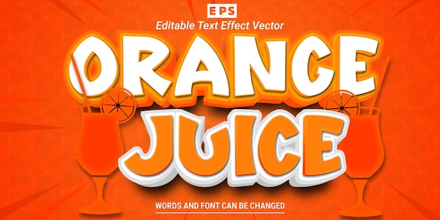 Orange Juice 3d Editable Text Effect With Background Vector