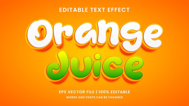 Orange juice 3d editable text effect