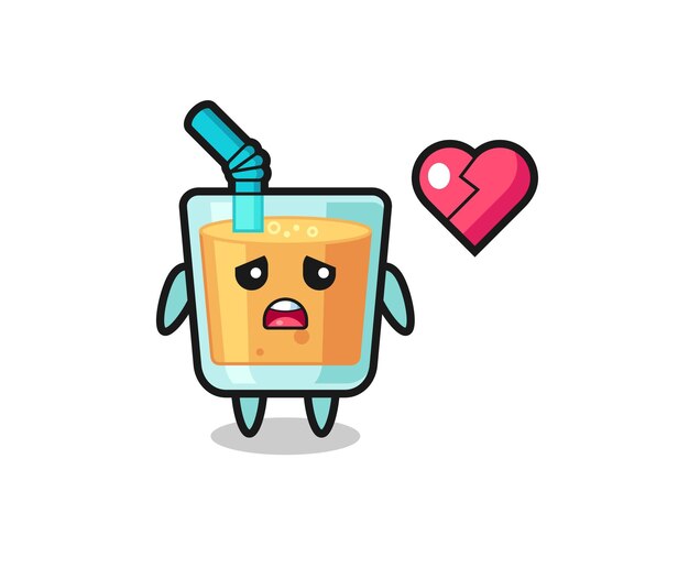 Orange juice cartoon illustration is broken heart , cute style design for t shirt, sticker, logo element