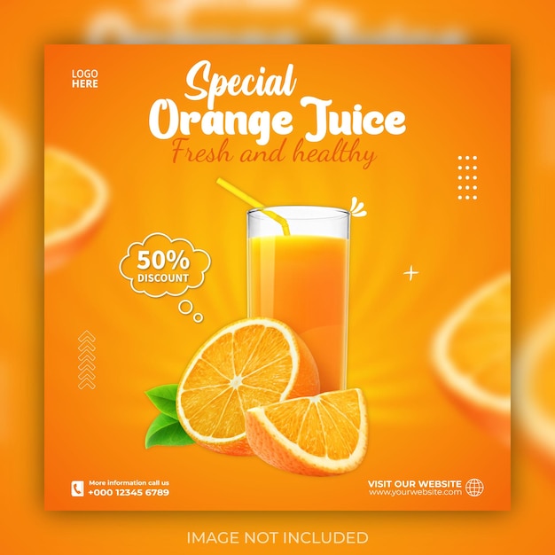 Orange juice sale social media promotion design template