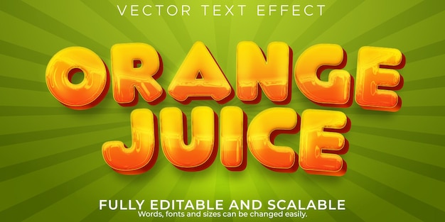 Orange juice text effect, editable fruit and tropic text style