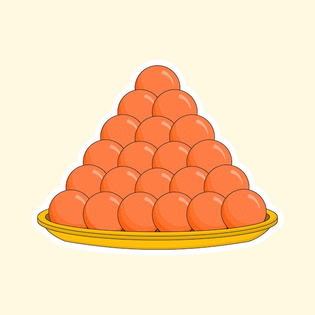 Orange Ladoo Indian Sweets Balls Plate On Cosmic Latte Background