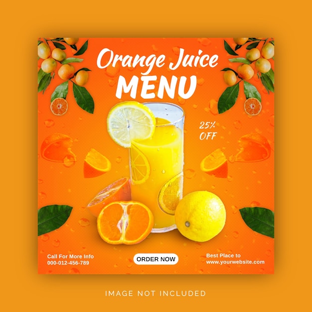 Orange And Lemon Fruit Juice Menu Social Media Post Template