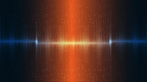 Orange Light Sound Wave technology and earthquake wave diagram concept,design for music studio and science,Vector Illustration.