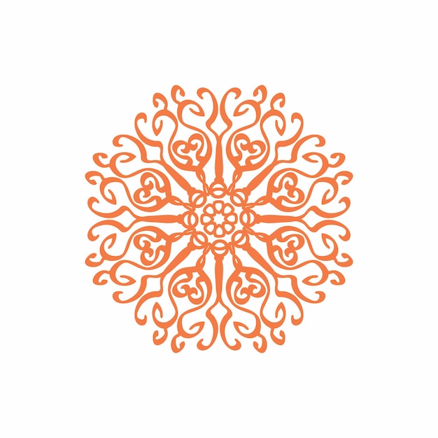 Orange mandala pattern print design on white background