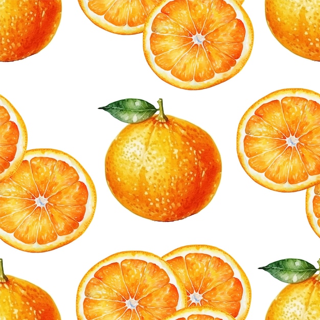 Orange mandarin citrus fruit vector seamless pattern kitchen textile print