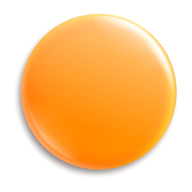 Orange metal pin mockup. Magnet button template