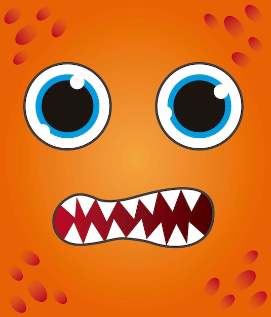 orange monster face background vector illustration