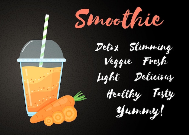 Orange natural smoothie carrot shake illustration