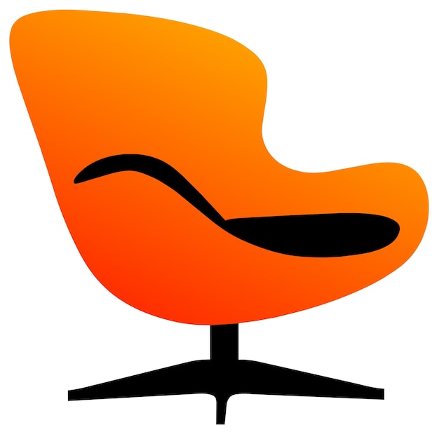 Vector orange office ergonomic chair hand drawn flat stylish cartoon sticker icon concept isolated