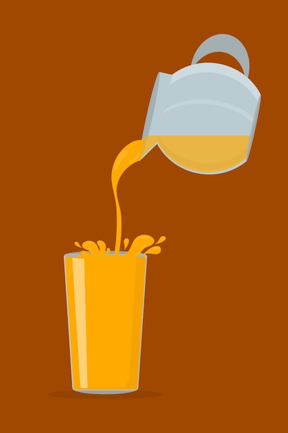 An orange orange juice fresh orange lemonade juice pouring from a decanter into a glass