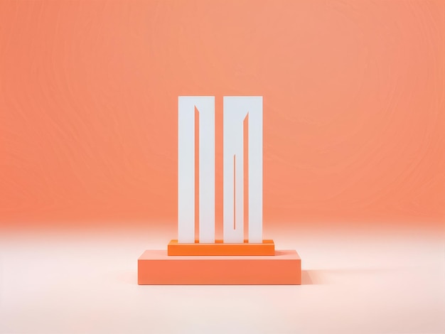 Vector orange podium for pedestal or product stand with a pedestal 3d render orange render