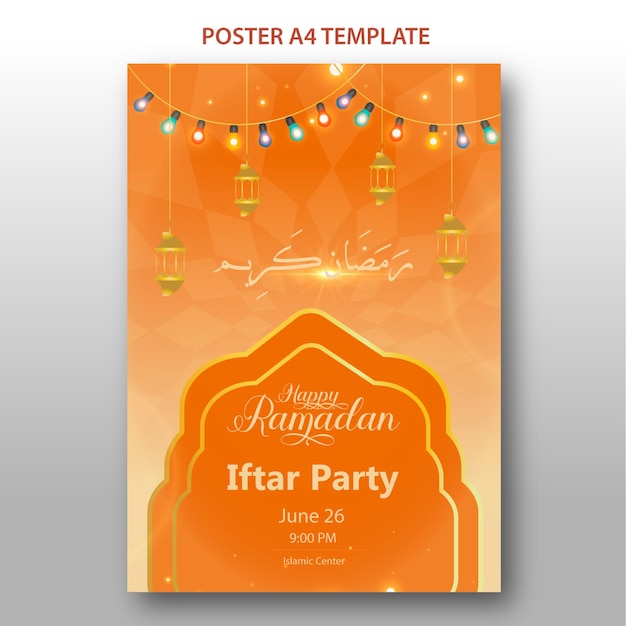 An orange poster for the festival of ramadan.