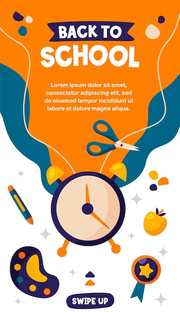 An orange poster with a clock and a quote about a clock and a person with a watch.