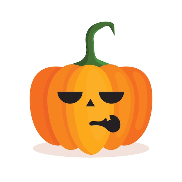 Orange pumpkin lantern with a scary face for Halloween. Festive decoration. Cartoon isolated vector illustration on white background