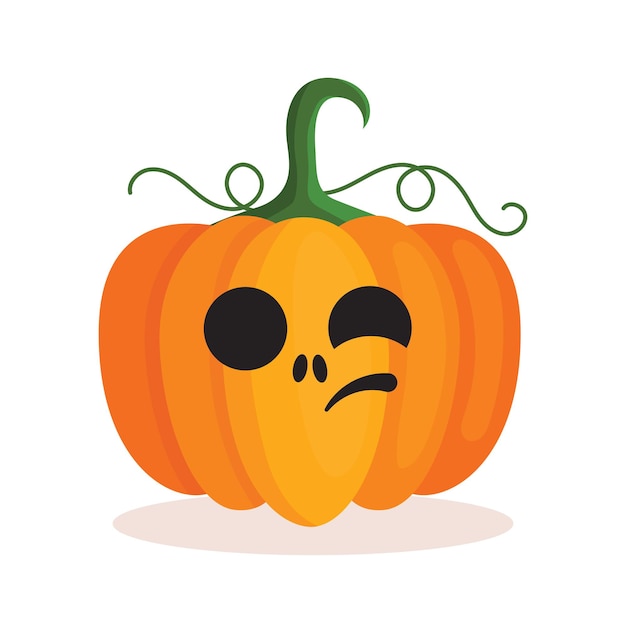 Orange pumpkin lantern with a scary face for Halloween. Festive decoration. Cartoon isolated vector illustration on white background