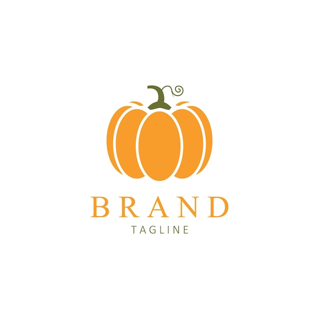 Orange Pumpkin Vegetable Logo Template Vector Illustration Flat Design