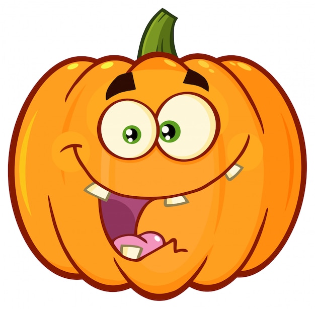 Orange Pumpkin Vegetables Cartoon Emoji Face Character 