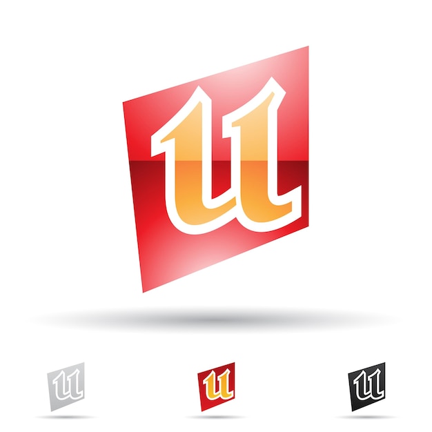 Orange and Red Glossy Abstract Logo Icon of Lowercase Letter U in a Square