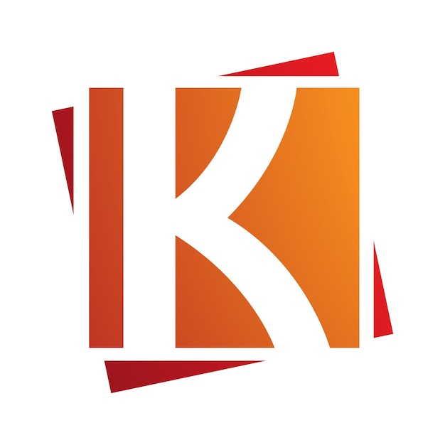 Orange and Red Square Letter K Icon